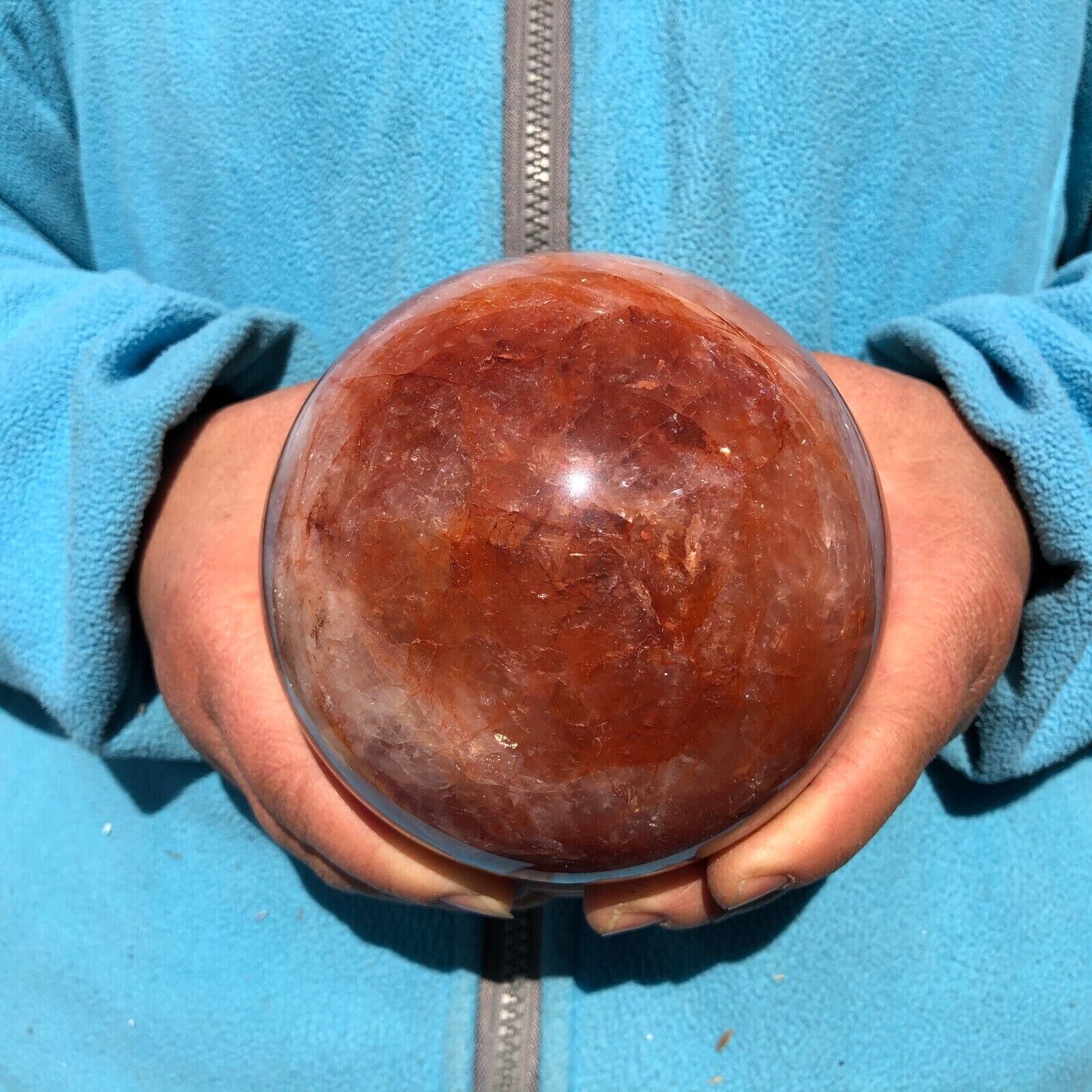 3.8LB Natural Red Gum Flower Quartz Sphere Crystal Ball Mineral w/ STAND