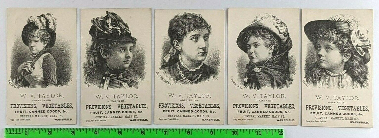 Vintage (Lot of 5) 1880s Victorian Actress Picture Grocery Trade Cards Wakefield