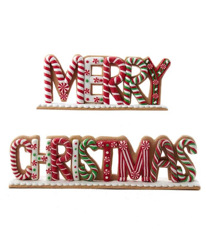 Merry Christmas Candy Cane Sign Claydough Table Mantle  Decor Art 15\