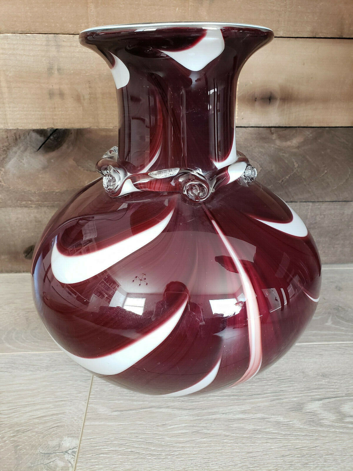 Large marbled (Brown & White) swirl vase. Handmade. 11.5\