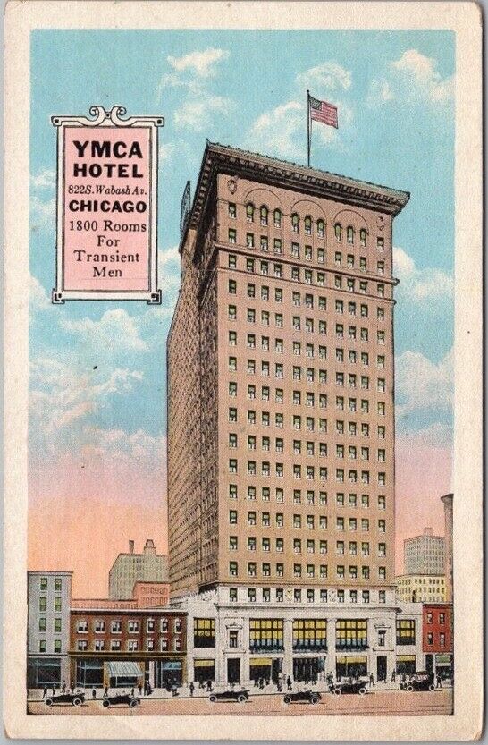 c1930s Chicago, Illinois Postcard YMCA HOTEL Wabash Avenue View - Kropp / Unused