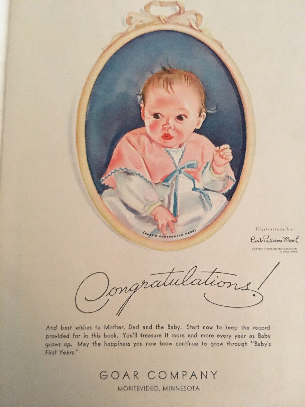 RARE 1939 Baby’s First Years Book NOS ILLUSTRATED by Lucile Marsh
