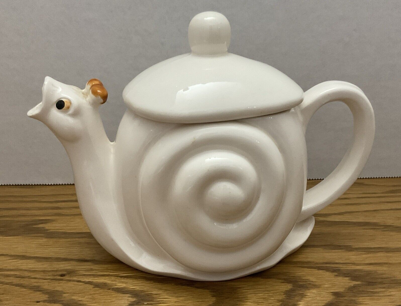 white snail teapot
