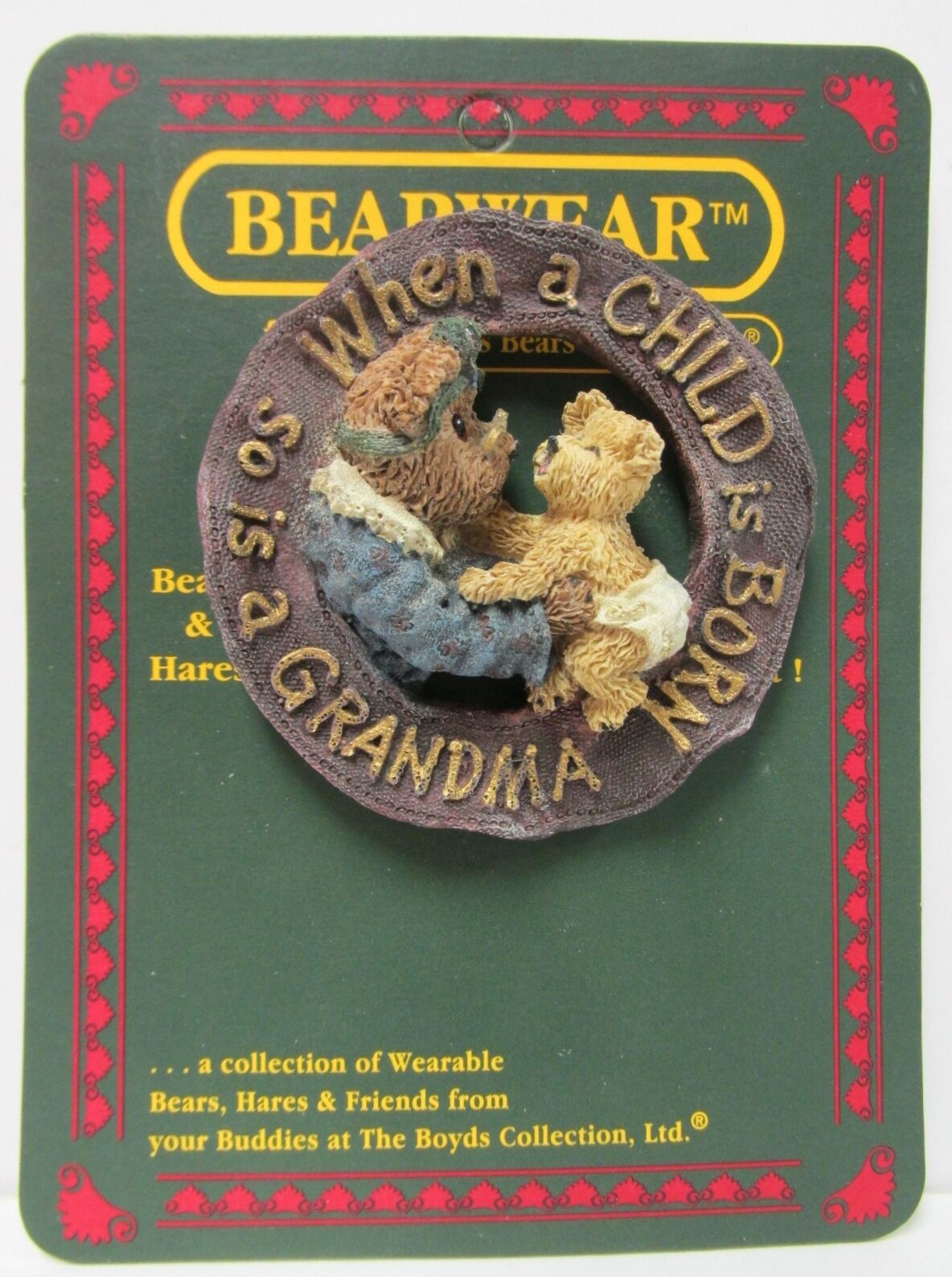 Boyd\'s RESIN #26062 WEARABLE PIN, Grammy with Babykins, MINT Brand New - on card