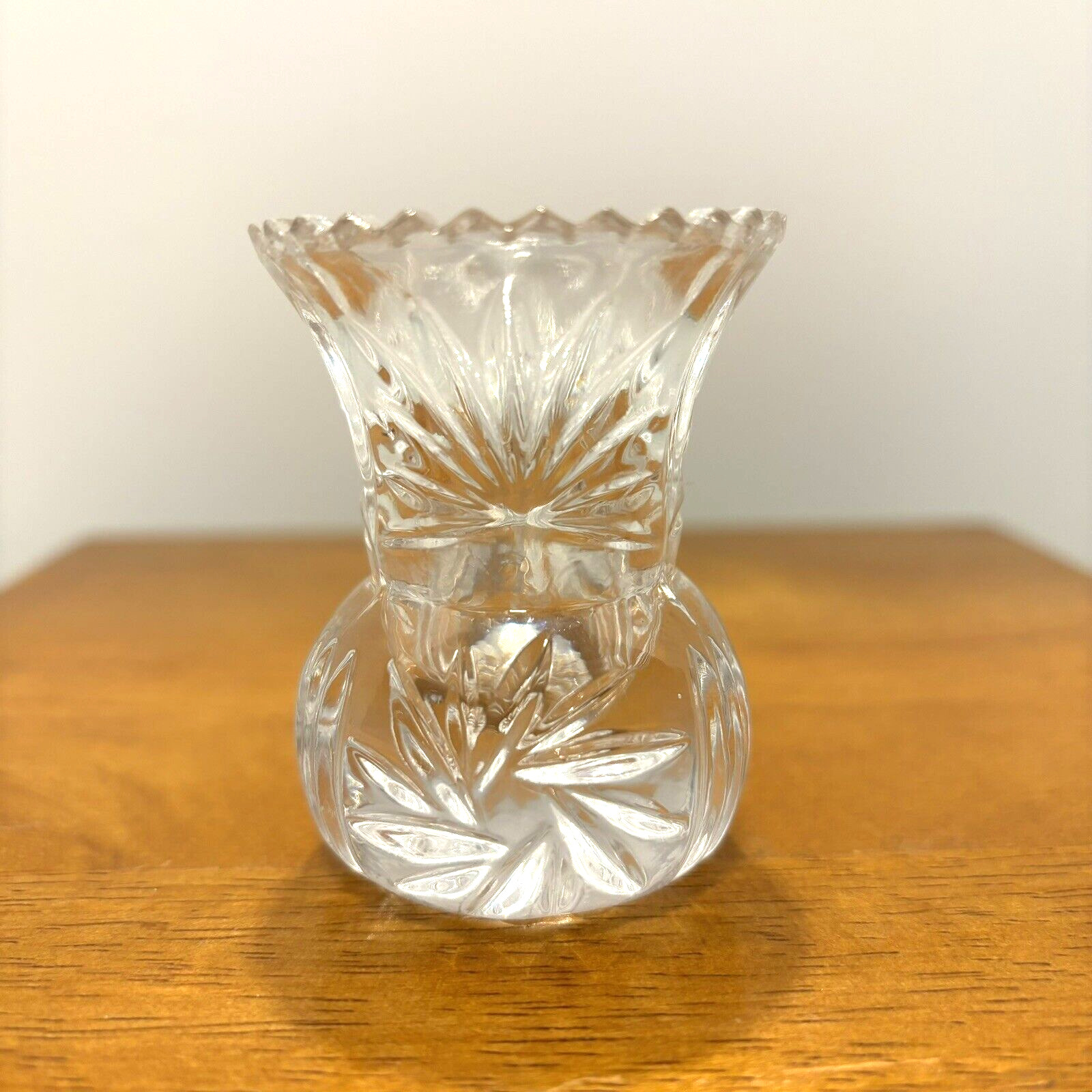 Vintage Lead Crystal Toothpick Holder Clear Glass Pineapple Cut Made in WGermany