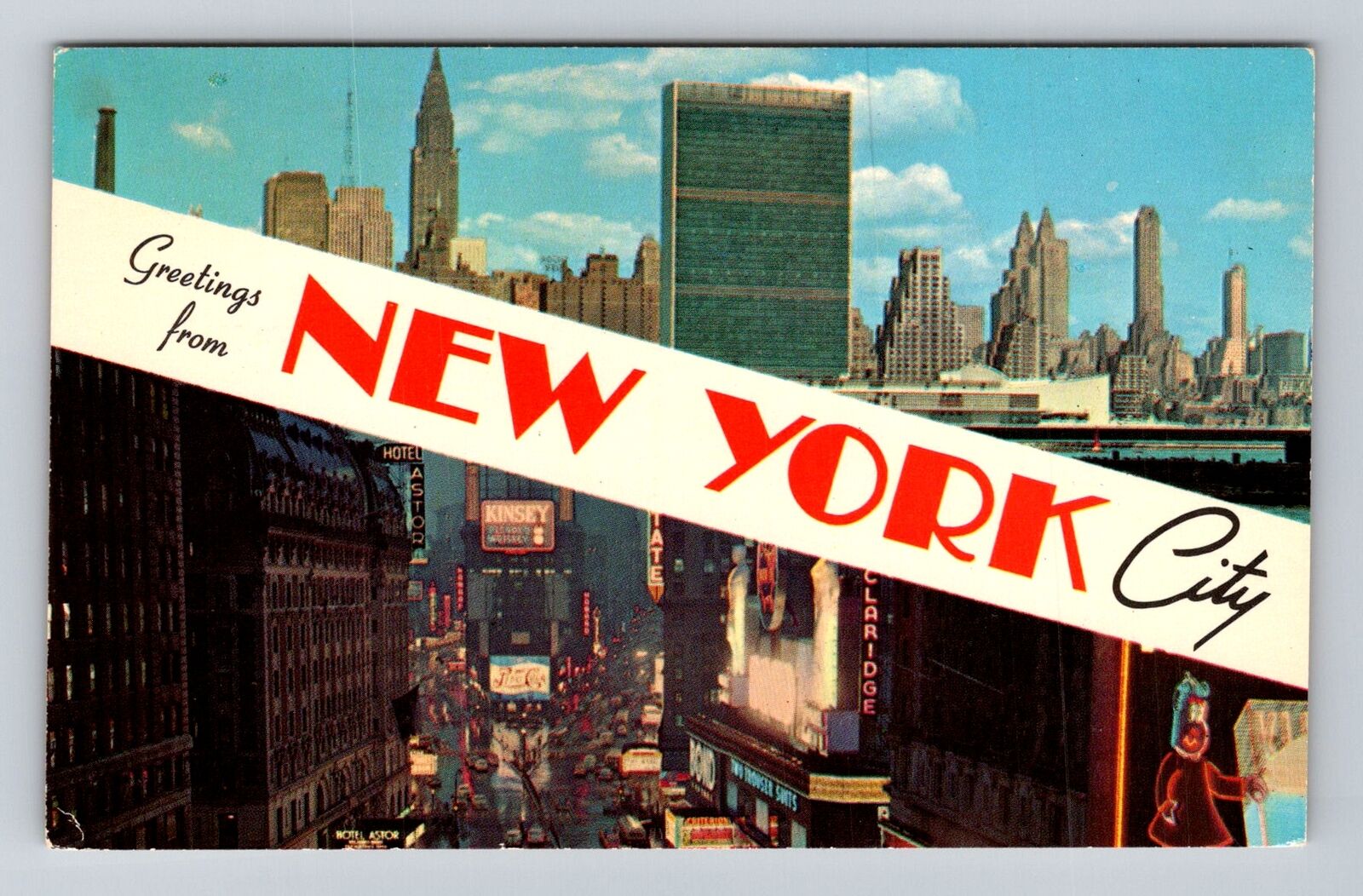 New York City NY-General Aerial Banner Greetings, Antique, Vintage Postcard