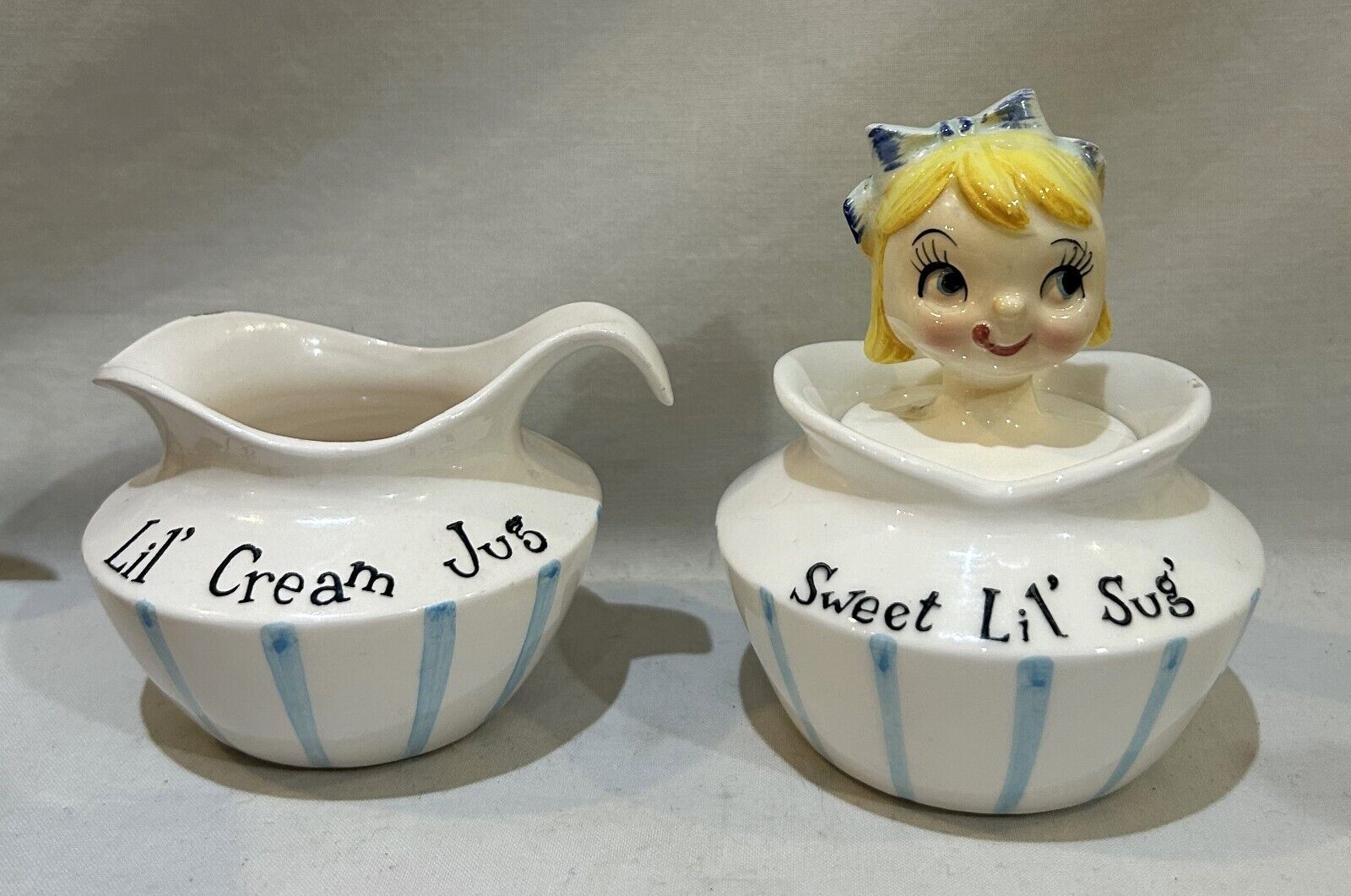 Lil\'s Cream Jug and Sugar Bowl Set Vintage Japan ESD Lefton Kitsch AS IS
