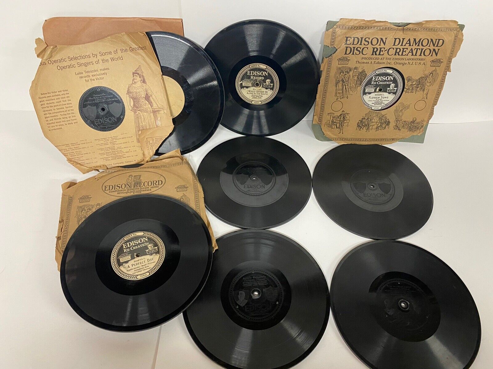 Lot of 16 Antique Thomas Edison Records Thick 78rpm Collection