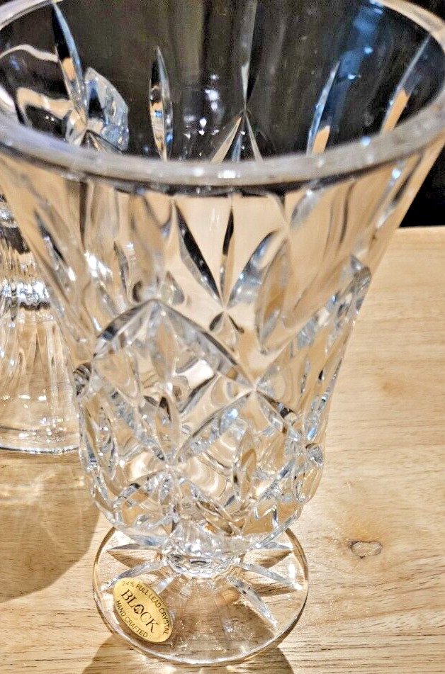 lead crystal cut glass vase vintage