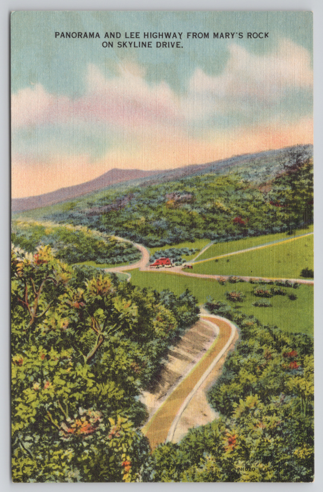 Shenandoah National Park Virginia Lee Highway From Mary\'s Rock Linen Postcard