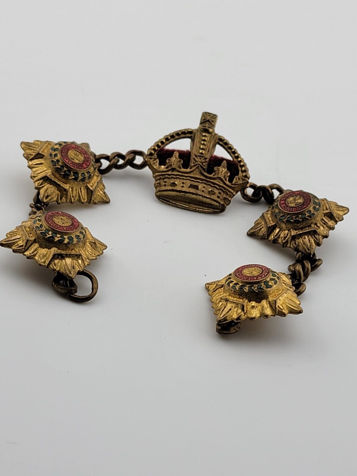 WWII Era Patriotic English British Bracelet/ Medal- Pips & Crown - Military War