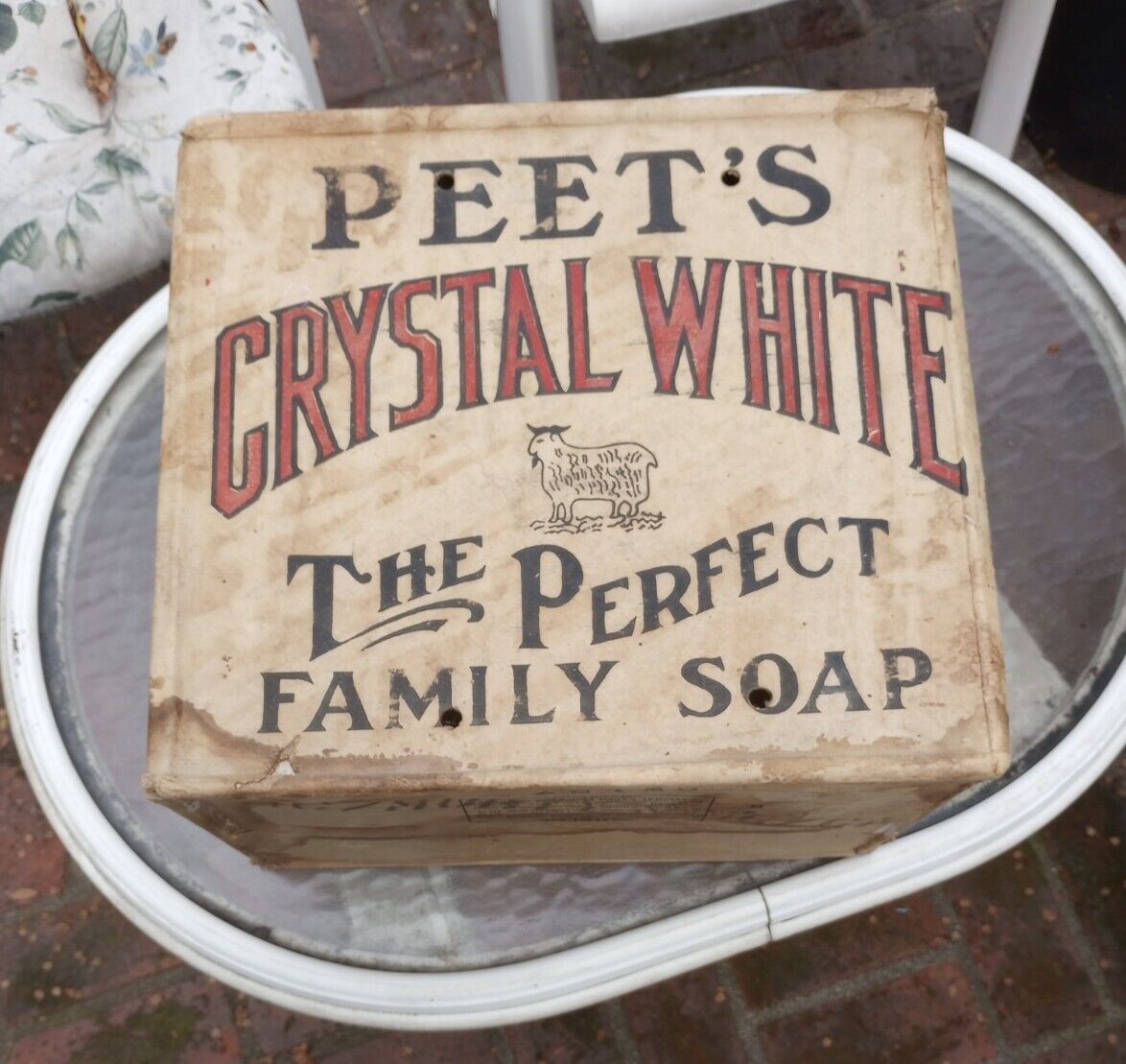 Rare 1905 Peet's Crystal White Soap Antique Advertising Lrg. Box.