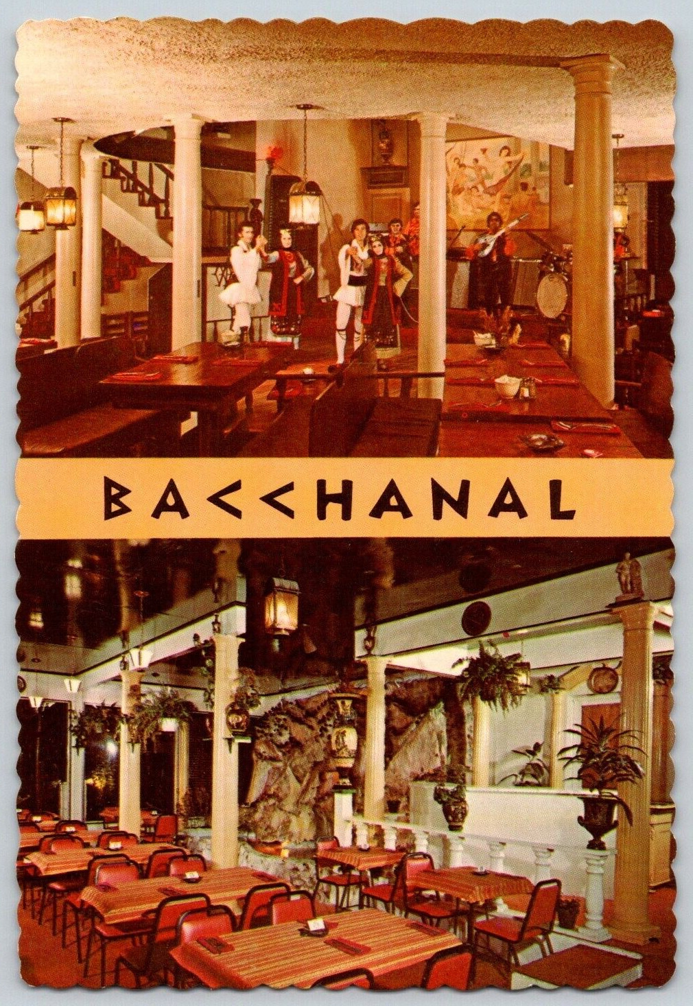 Continental Postcard~ Bacchanal Greek Restaurant & Nigh Club~ Houston, Texas