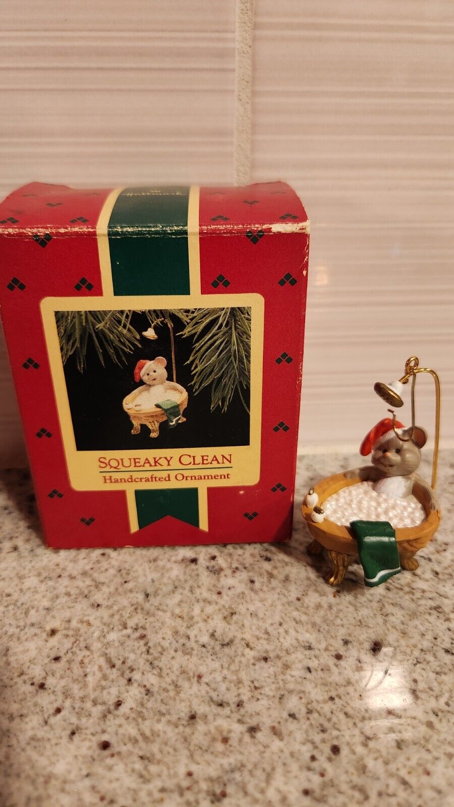 1988 Hallmark Handcrafted Christmas Tree Keepsake Ornament Squeaky Clean In Box