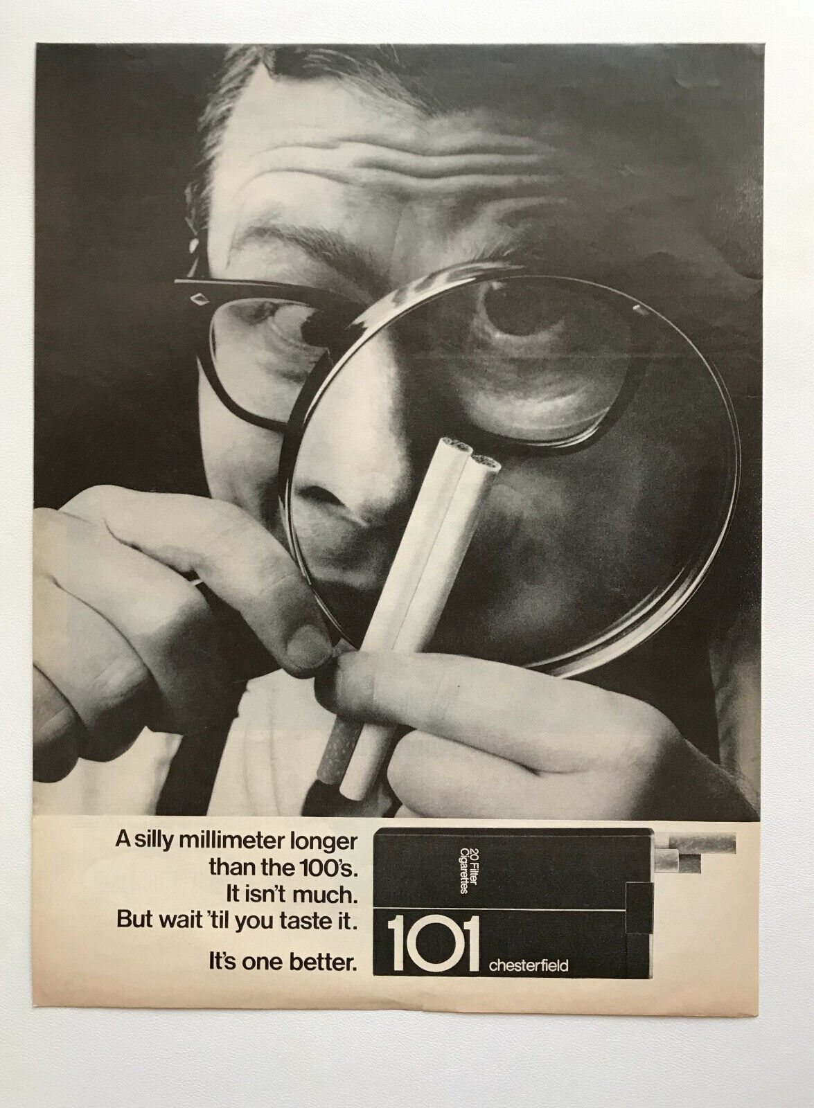 1967 Chesterfield 101 Cigarettes, Fruit Of The Loom Shorts Vintage Print Ads