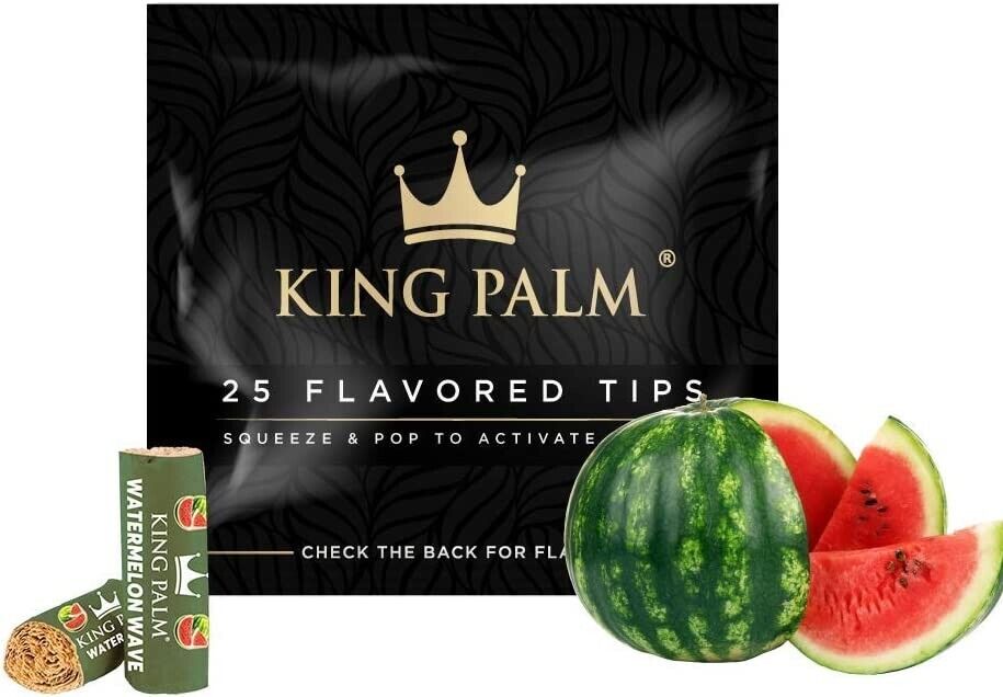 King Palm | Flavored Filter Tips | 7mm | Watermelon Wave| 25 Pack | Rolling Tips