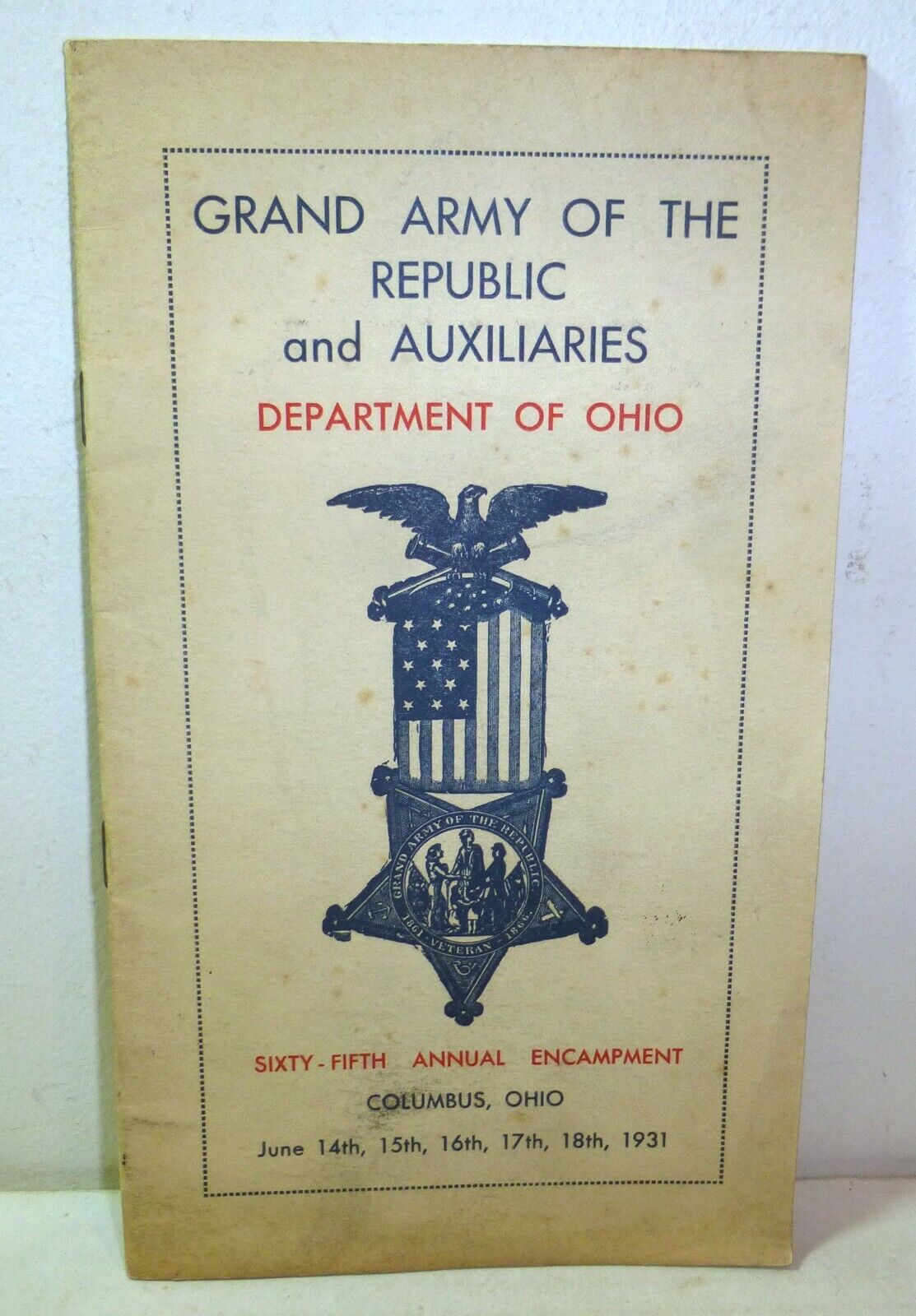 1931 Grand Army of the Republic 65th encampment, Columbus, Ohio; GAR booklet