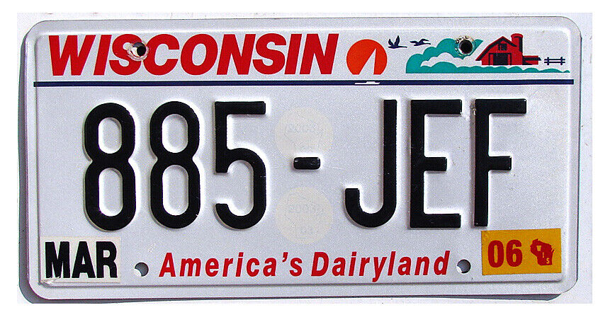 WISCONSIN License Plate AMERICA'S DAIRYLAND (RANDOM PLATE#)