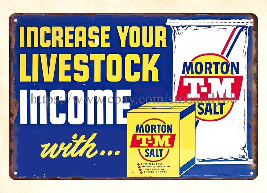 Morton T-M Salt incream Livestock income metal tin sign art poster shop
