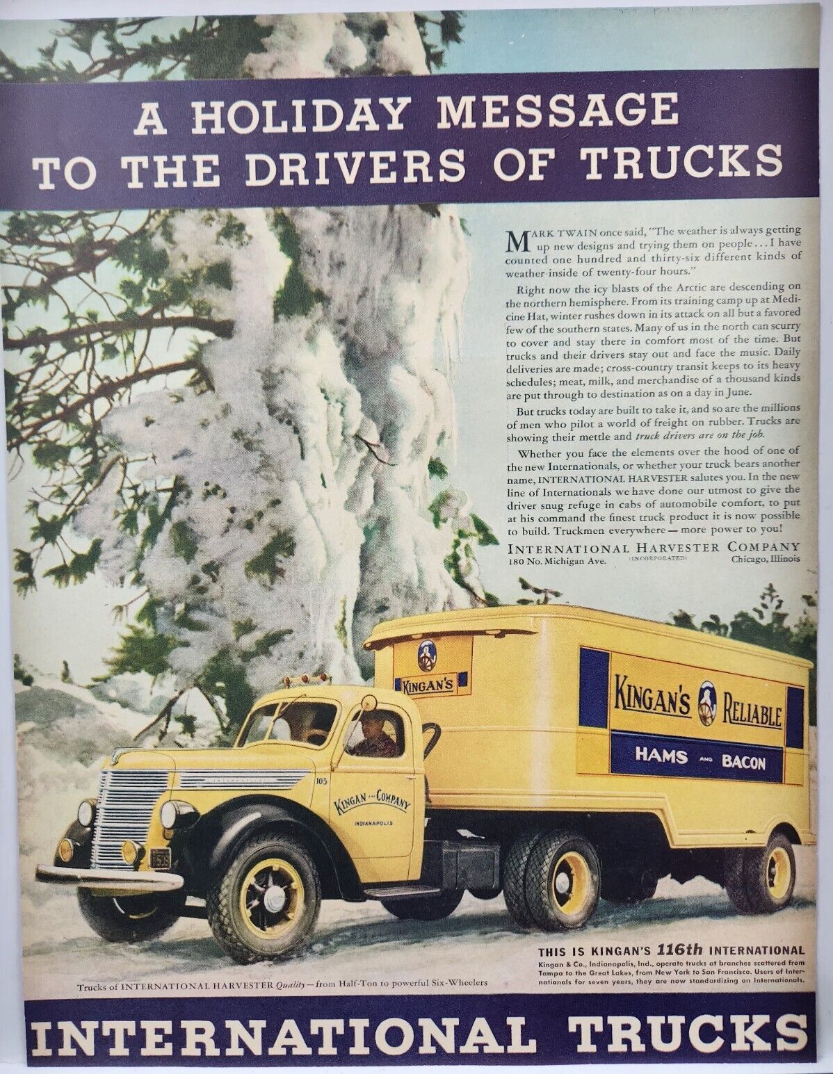 1937 International Harvester Truck Drivers Print Ad Man Cave Poster Art Kingans