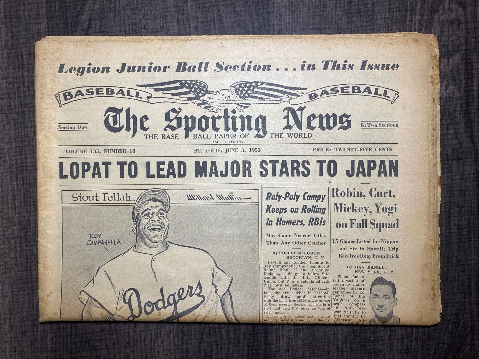 Vintage Newspaper The Sporting News Baseball Paper June 1953 