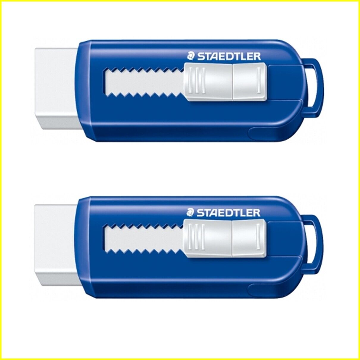 2 x Staedtler Mars Plastic Rubber Eraser with Sliding plastic Holder 525 PS1