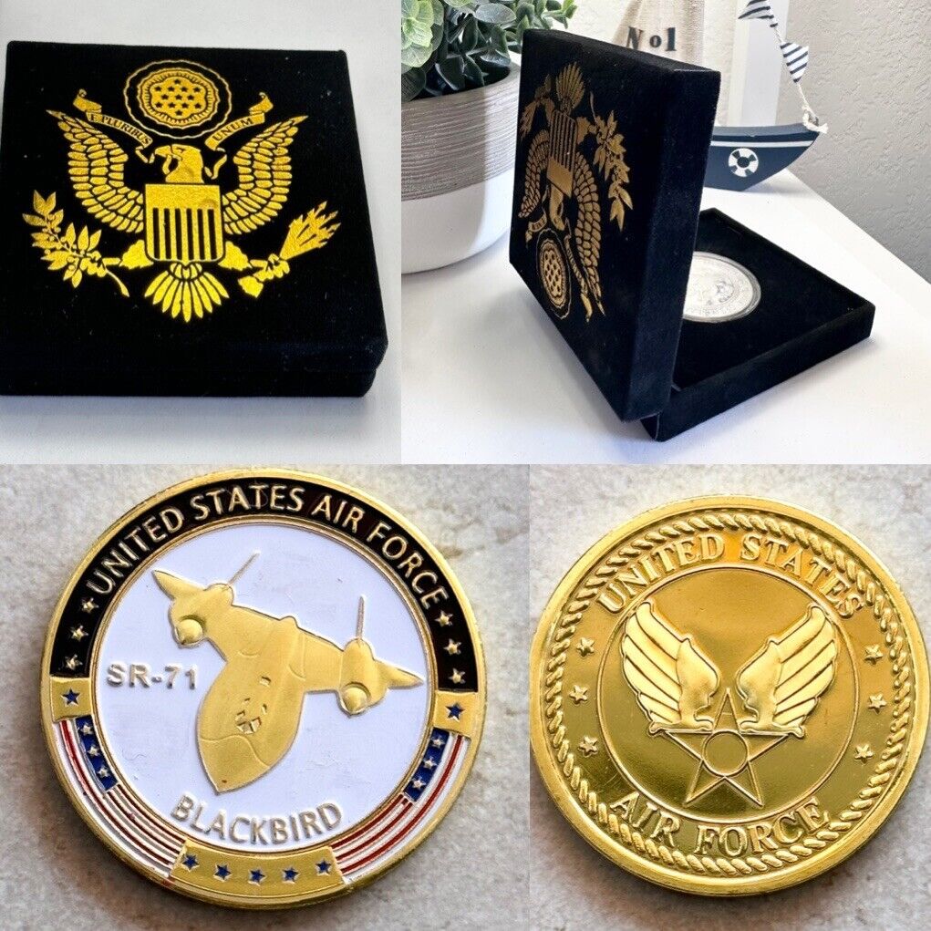 U S AIR FORCE SR-71 BLACKBIRD Challenge Coin With Special Velvet Case