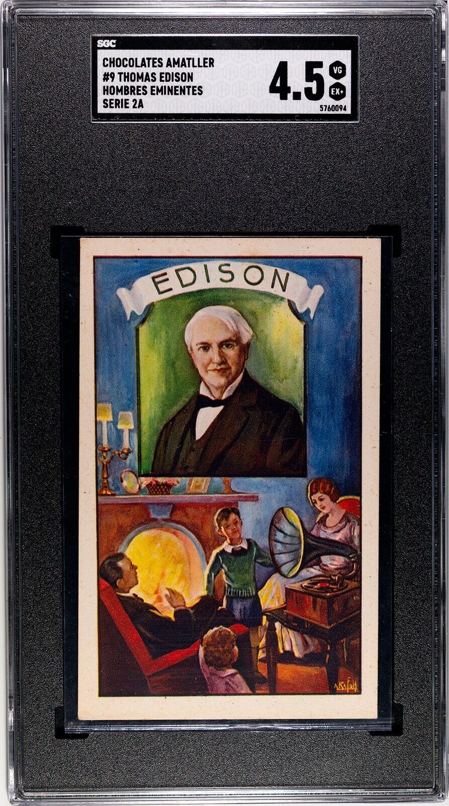 1920s Chocolates Amatller Thomas Edison Trade Card #9 SGC 4.5 RARE Spain HIGHEST