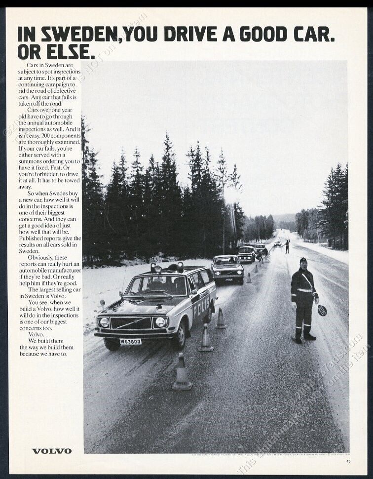 1972 Volvo wagon Sweden police car photo vintage print ad