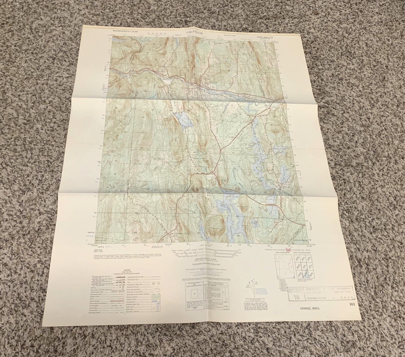 1948 Orange MA Massachusetts Usgs Topographical Topo Map New Salem