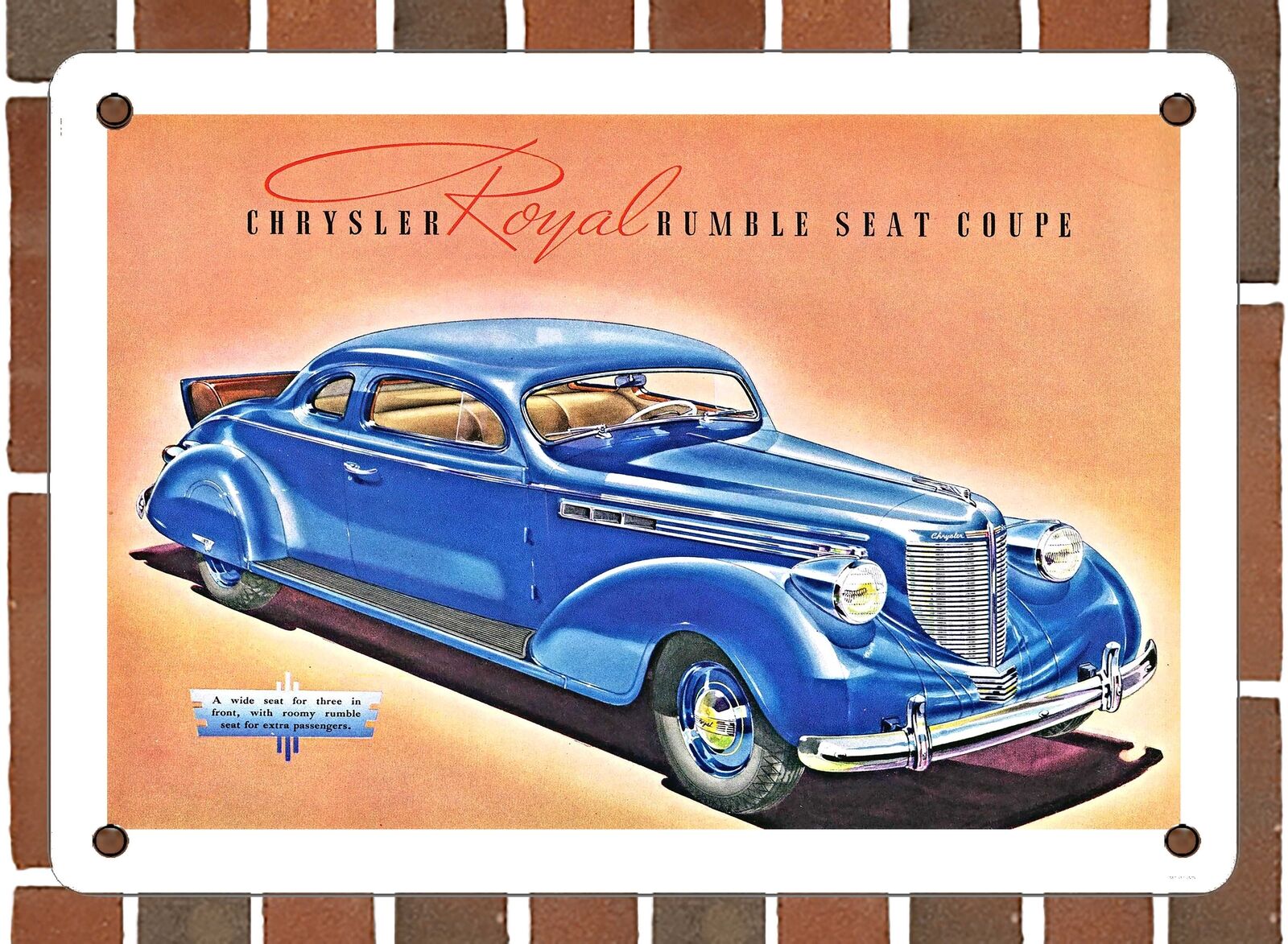 METAL SIGN - 1938 Chrysler Royal Rumble Seat Coupe - 10x14 Inches