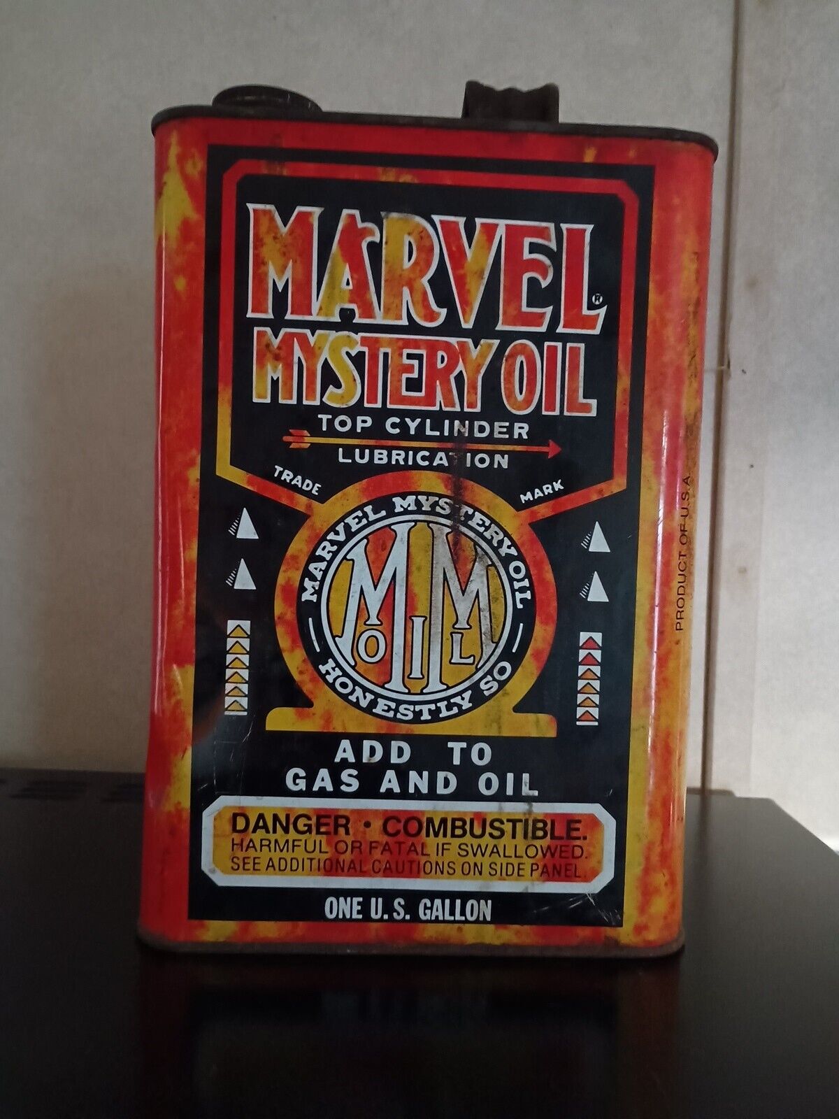 Vintage 1950\'s MARVEL MYSTERY Oil Can 1 Gallon - Gas & Oil---EMPTY