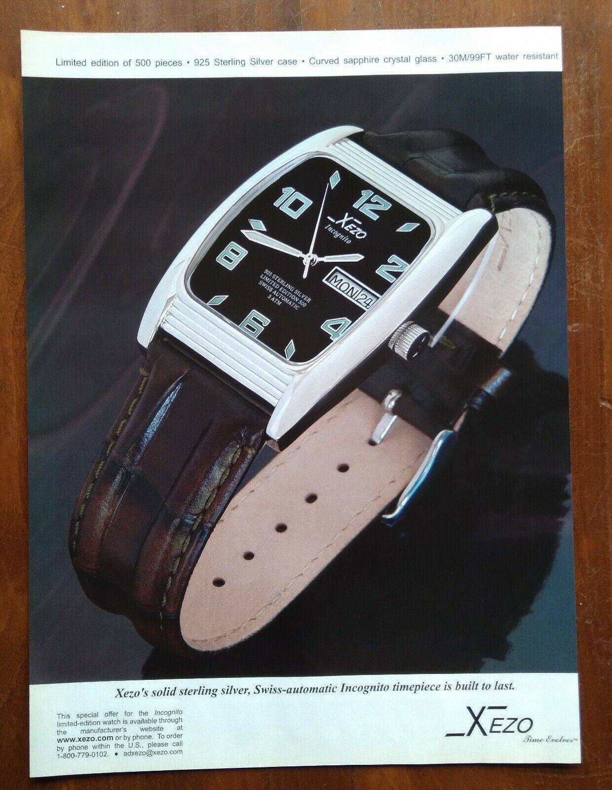 2007 Xezo Incognito Limited Edition Watch Art Photo Vintage Magazine Print Ad 