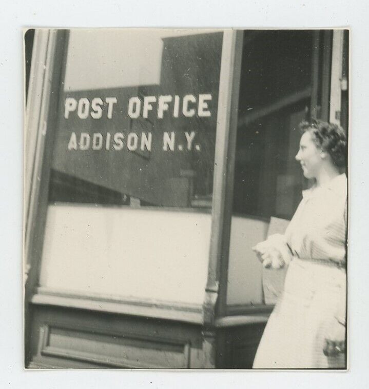 Vintage Snapshot Photo Historic Main St. Downtown Post Office Addison NY 1940s