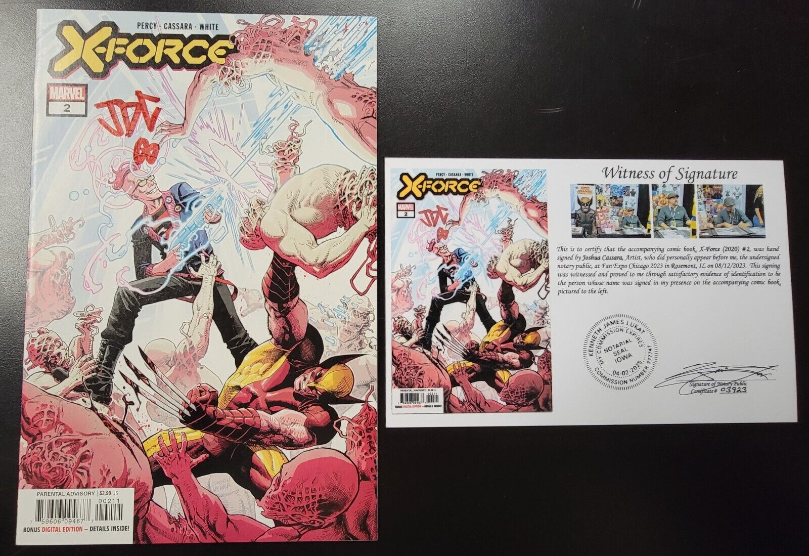 X-Force (2020) #2 SIGNED by Joshua Cassara with Notarized Witness of Signature
