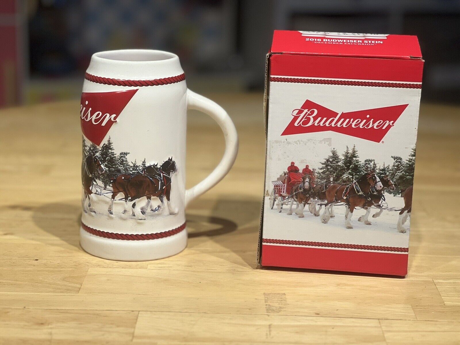 2016 Budweiser Christmas Holiday Stein NIB