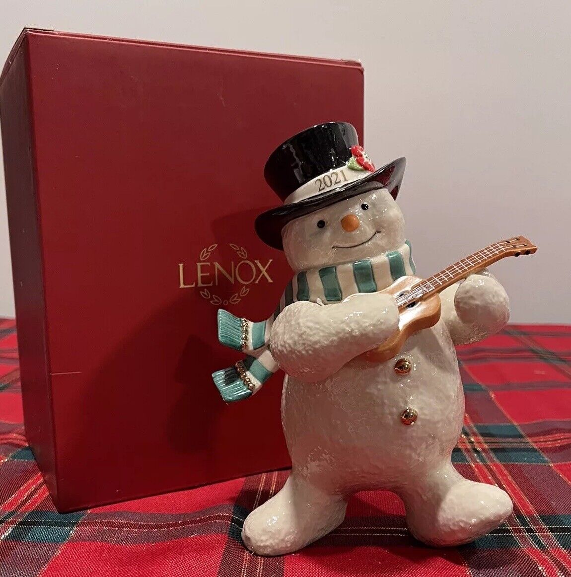 Lenox Annual 2021 Snowy Ukalele Snowman Sculpture New w/ Box -Retired Series