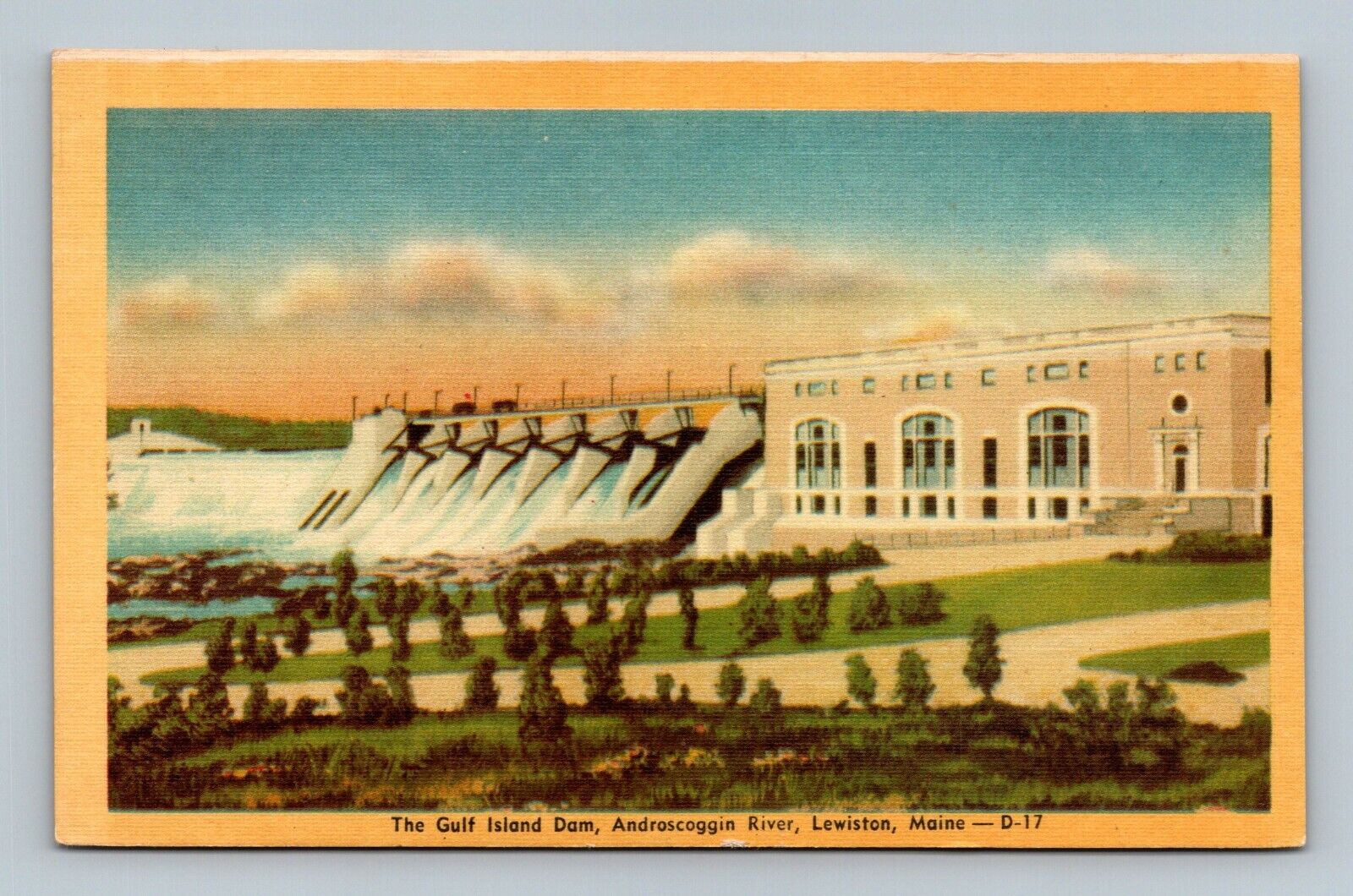 Postcard The Gulf Island Dam Androscoggin River Lewiston ME Maine UNPOSTED