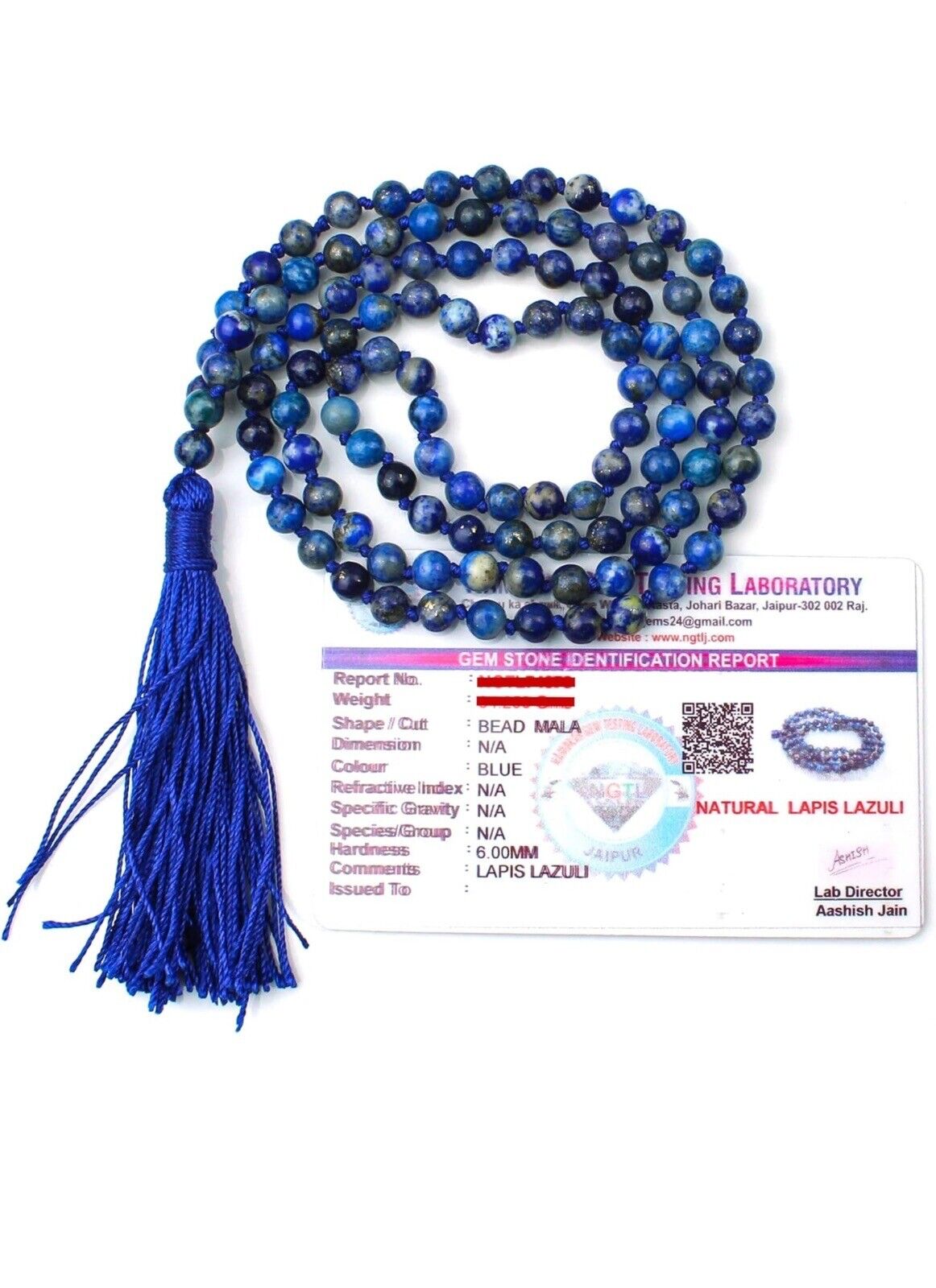 Certified Lapis Lazuli Mala | 6 mm 108 Beads Mala |