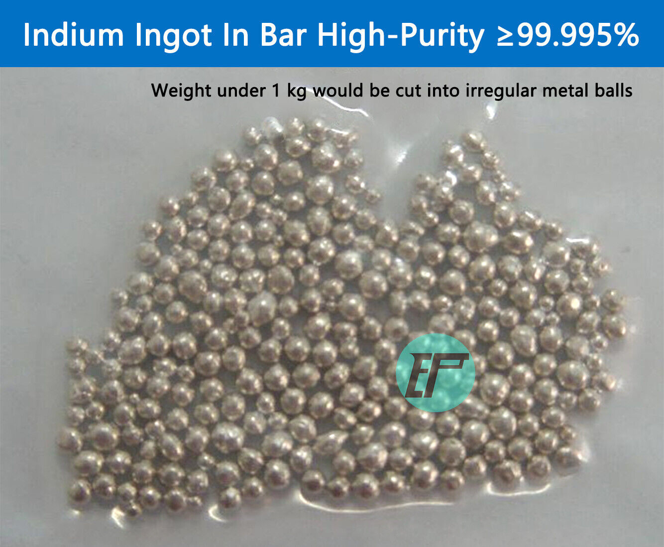 Metal Indium In ingot bar ball bulk 1kg 10g 50g 100g High Purity ≥99.995%