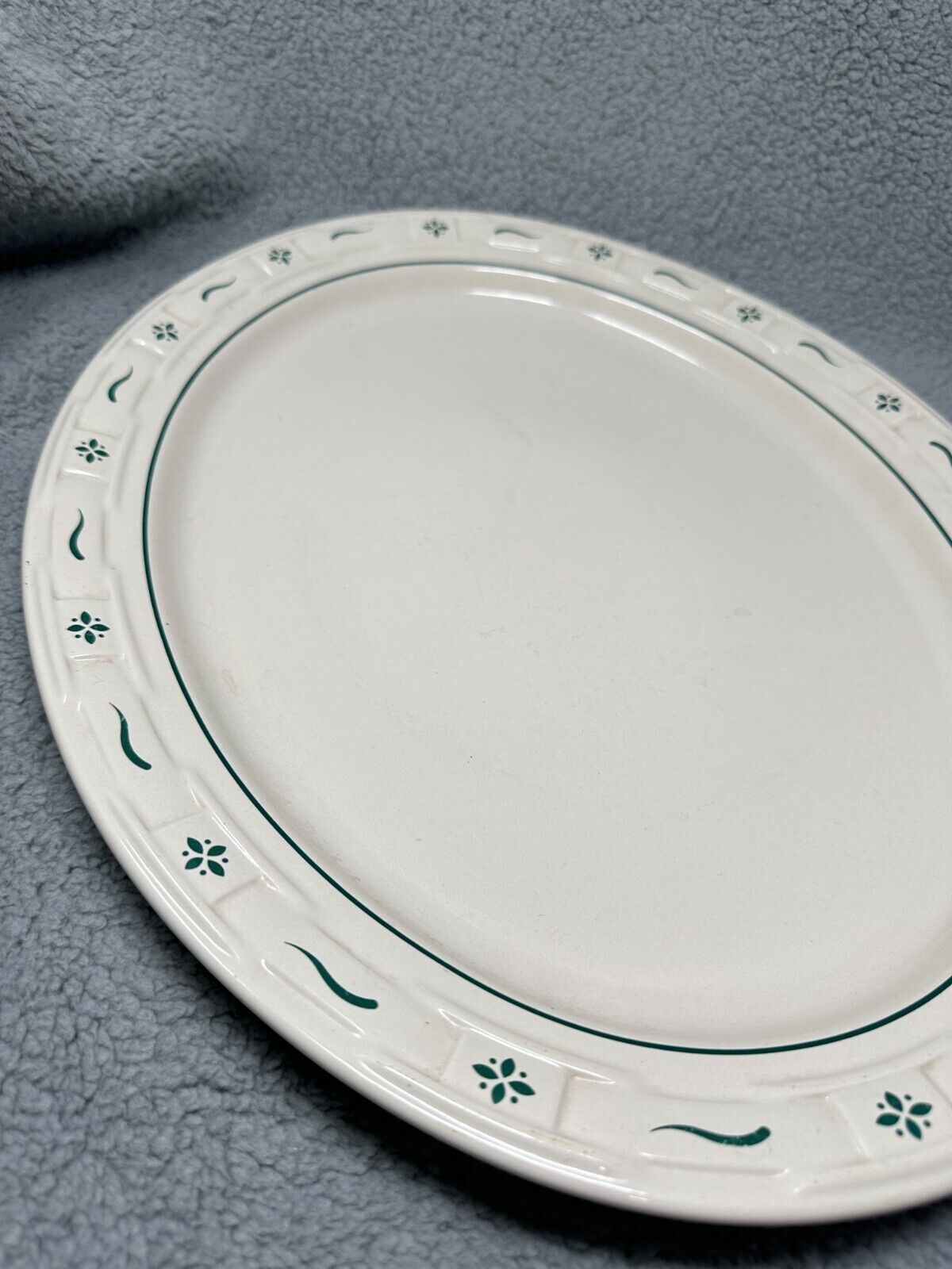 Longaberger Traditions Green Pottery Thanksgiving Turkey Plate Large Platter