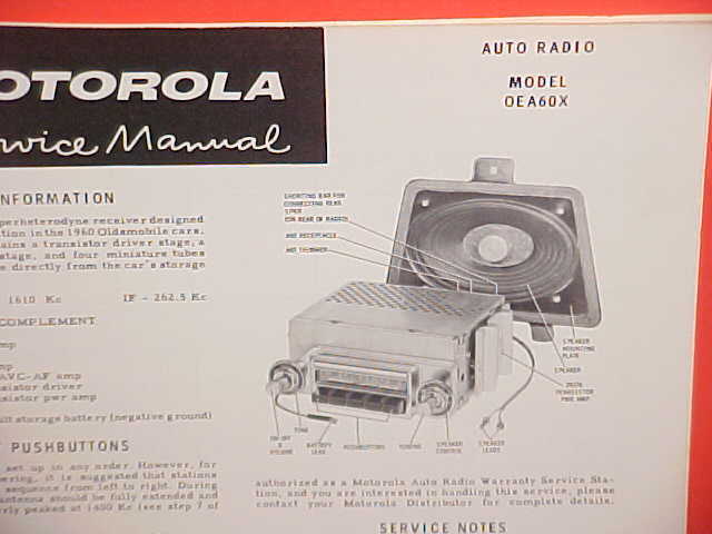 1958 1959 MERCEDES BENZ 190SL 220SE 300SL MOTOROLA AM RADIO SERVICE MANUAL MB58A
