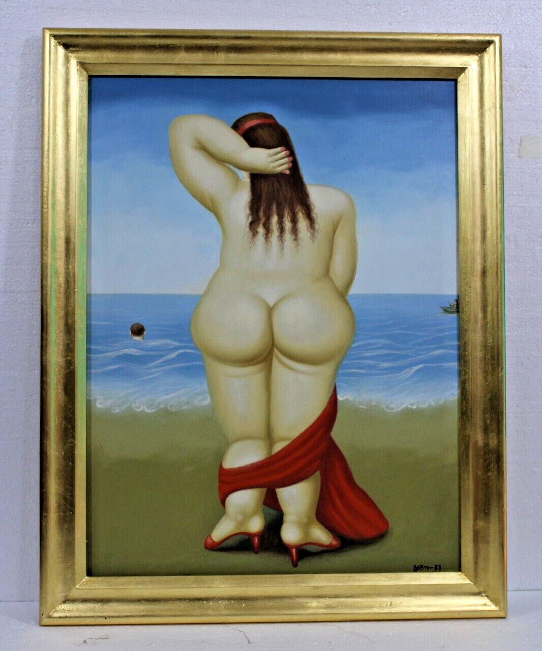 FERNANDO BOTERO OIL ON CANVAS WITH FRAME IN GOLDEN LEAF \