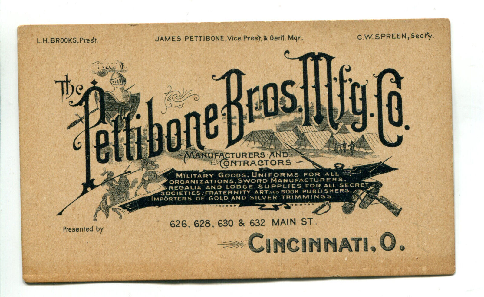 Pettibone Bros. Mfg Co., Vintage Advertising Card