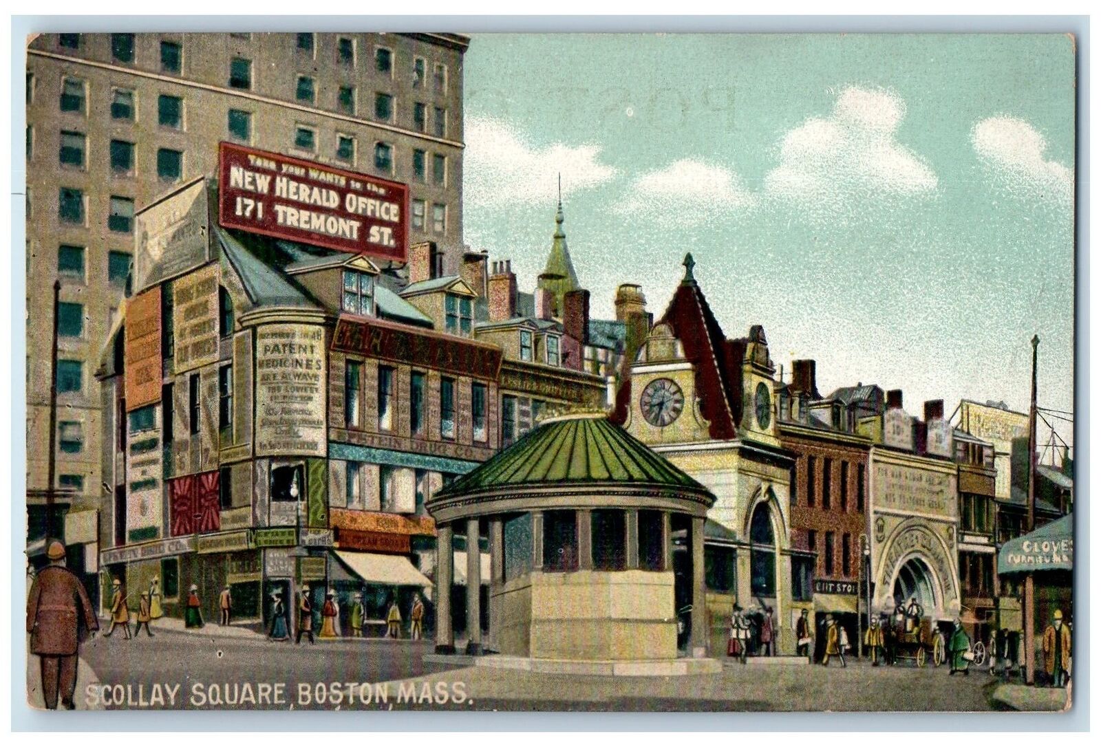 c1910's Scollay Square Street Boston Massachusetts MA Posted Vintage Postcard