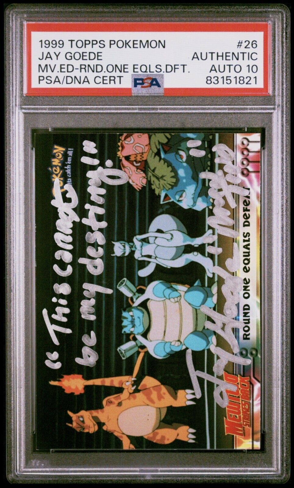 1999 Topps Pokemon Mewtwo Strikes Back Signed Jay Goede (Mewtwo Voice Actor)