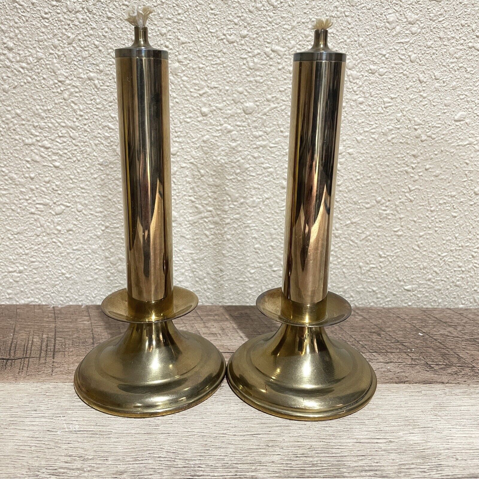 Vintage Birks Brass Candlestick Oil Kerosene Lamp Set Of 2 Matching Brass 6.5” H