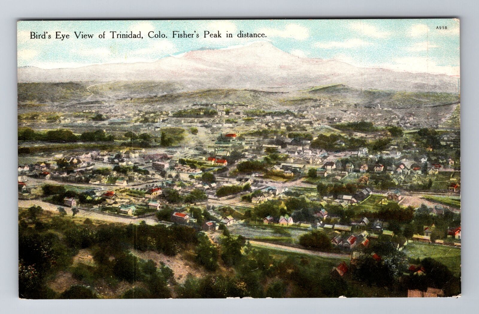 Trinidad CO-Colorado, Aerial Of Town Area, Antique, Vintage Souvenir Postcard