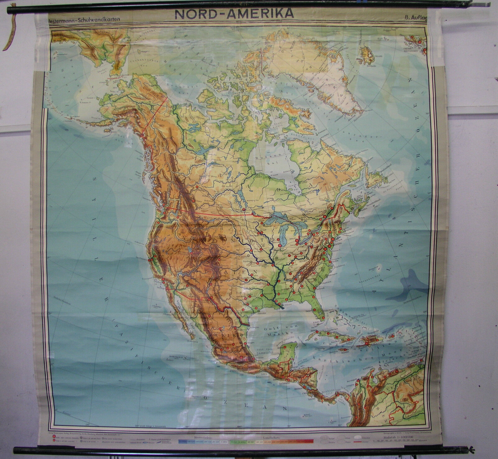 Schulwandkarte Map Card North America USA Canada 6Mio 61 3/8x65 11/16in Map