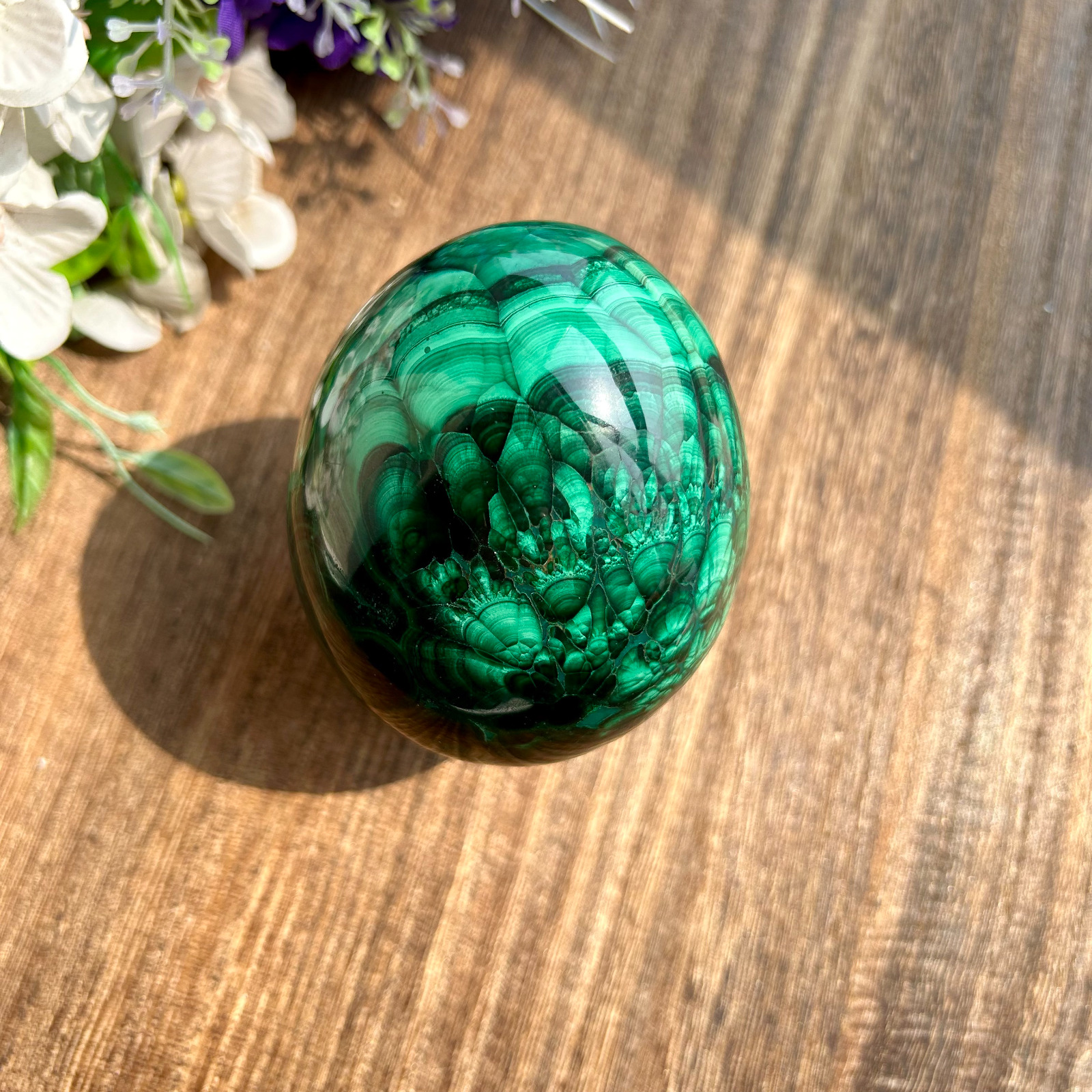800g Natural Green Quartz crystal Malachite egg Mineral Specimen Healing